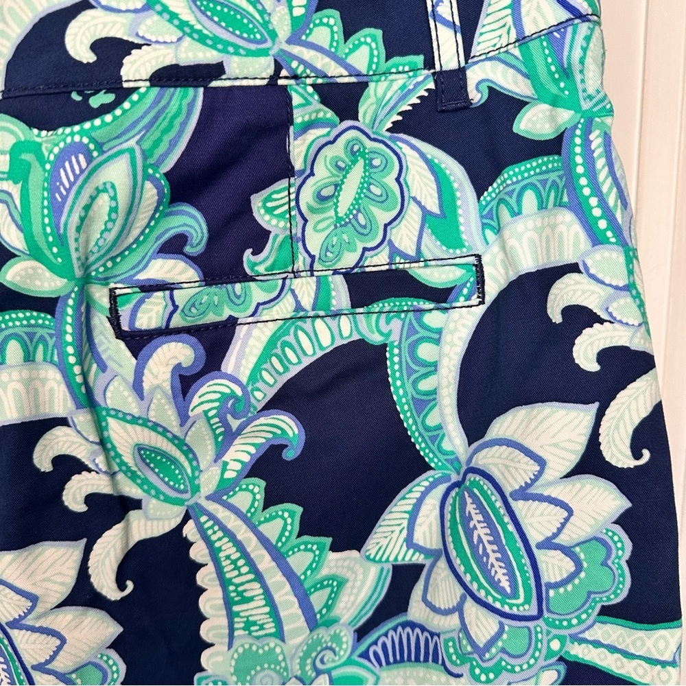 Talbots Navy and Aqua Floral Print Shorts - Picture 5 of 7